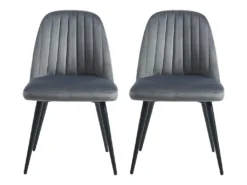 Lot De 6 Chaises ELEANA - Velours & Métal Noir - Gris 8 Lot De 6 Chaises ELEANA - Velours & Métal Noir - Gris -Meubles Soldes Magasin chaise 406869 1