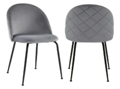 Lot De 6 Chaises - Velours Et Métal Noir Mat - Gris - MELBOURNE -Meubles Soldes Magasin chaise 407383