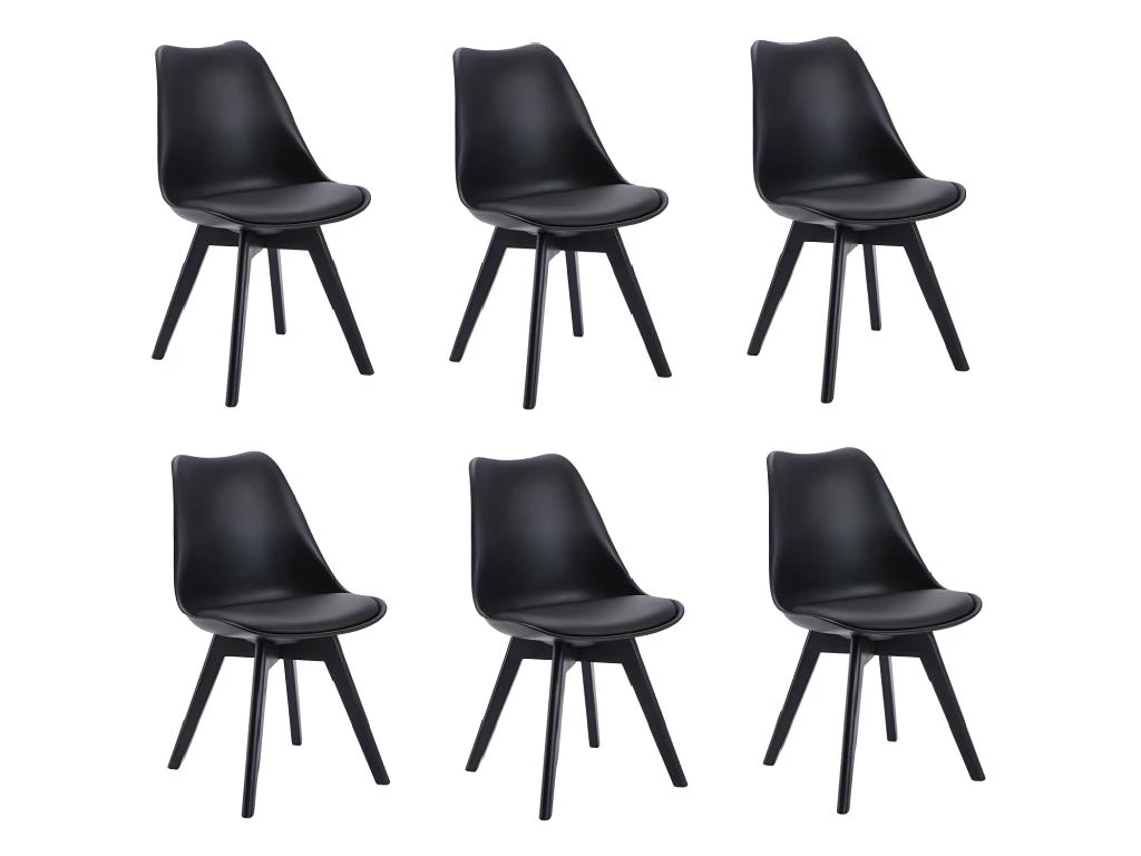 Lot De 6 Chaises JODY - Polypropylène Et Hêtre - Noir Et Pieds Noir 2 Lot De 6 Chaises JODY - Polypropylène Et Hêtre - Noir Et Pieds Noir – Image 2