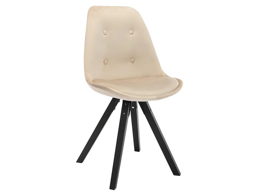 Lot De 6 Chaises Scandinaves ANEYA - Velours & Pieds Hévéa - Beige 4 Lot De 6 Chaises Scandinaves ANEYA - Velours & Pieds Hévéa - Beige – Image 4