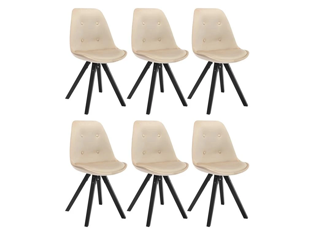 Lot De 6 Chaises Scandinaves ANEYA - Velours & Pieds Hévéa - Beige 2 Lot De 6 Chaises Scandinaves ANEYA - Velours & Pieds Hévéa - Beige – Image 2