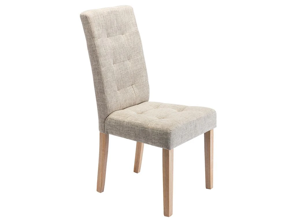 Lot De 2 Chaises VILLOSA - Tissu & Pieds Bois - Coloris : Beige 5 Lot De 2 Chaises VILLOSA - Tissu & Pieds Bois - Coloris : Beige – Image 5