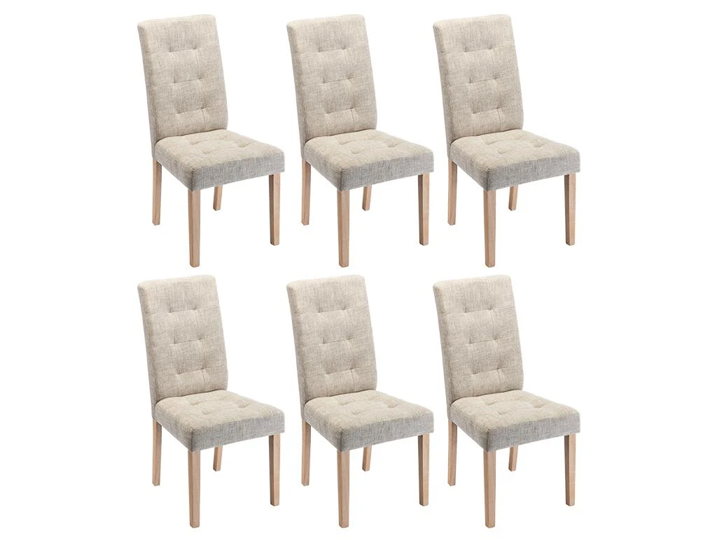 Lot De 6 Chaises VILLOSA - Tissu & Pieds Bois - Beige 2 Lot De 6 Chaises VILLOSA - Tissu & Pieds Bois - Beige – Image 2