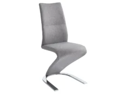 Lot De 2 Chaises ENIO - Tissu Et Métal - Gris -Meubles Soldes Magasin chaise 438569