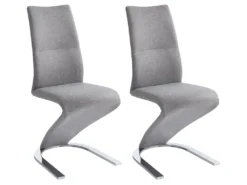 Lot De 2 Chaises ENIO - Tissu Et Métal - Gris