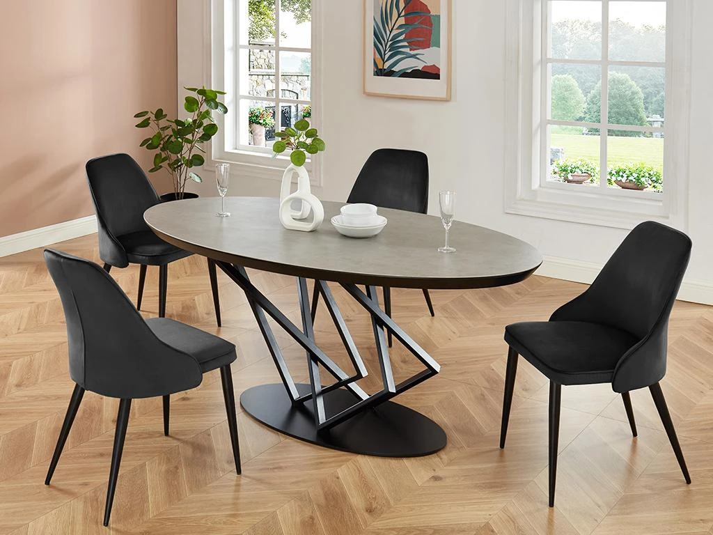 Lot De 2 Chaises - Velours Et Métal - Noir - EZRA 2 Lot De 2 Chaises - Velours Et Métal - Noir - EZRA – Image 2