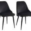 Lot De 2 Chaises - Velours Et Métal - Noir - EZRA