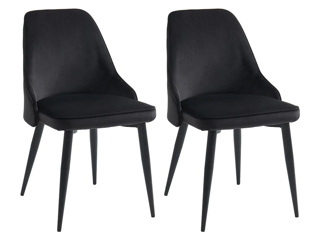 Lot De 2 Chaises - Velours Et Métal - Noir - EZRA 1 Lot De 2 Chaises - Velours Et Métal - Noir - EZRA