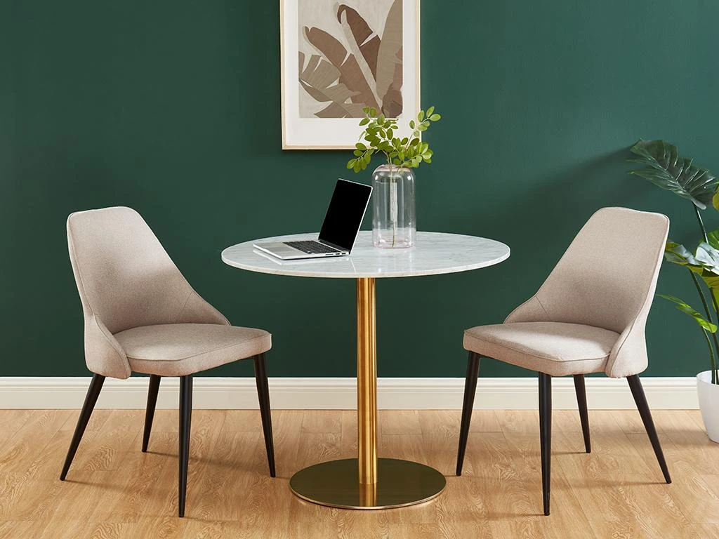 Lot De 2 Chaises EZRA - Tissu Et Métal - Crème 2 Lot De 2 Chaises EZRA - Tissu Et Métal - Crème – Image 2