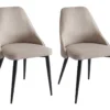 Lot De 2 Chaises EZRA - Tissu Et Métal - Crème