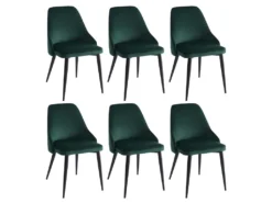 Lot De 6 Chaises - Velours Et Métal - Vert - EZRA -Meubles Soldes Magasin chaise 439883