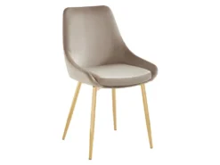 Lot De 2 Chaises MASURIE - Velours Et Métal Doré - Taupe -Meubles Soldes Magasin chaise 447165