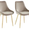 Lot De 2 Chaises MASURIE - Velours Et Métal Doré - Taupe