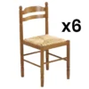 Lot De 6 Chaises JEANNE - Hêtre Massif & Assise Paille De Riz
