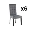 Lot De 6 Chaises VILLOSA - Tissu Gris & Pieds Bois Noir