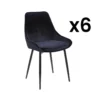 Lot De 6 Chaises - Velours Et Métal Noir - Noir - MASURIE