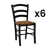 Lot De 6 Chaises PAYSANNE - Hêtre Massif Teinté Noir, Paille De Riz