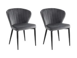 Lot De 2 Chaises CRUSTI - Velours Et Métal - Gris