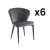 Lot De 6 Chaises CRUSTI - Velours Et Métal - Gris