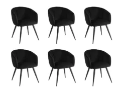 Lot De 6 Chaises VADIM De Pascal MORABITO - Velours Et Métal - Noir -Meubles Soldes Magasin chaise 453663