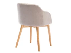 Lot De 6 Chaises Avec Accoudoirs - Tissu Et Hévéa - Beige - JELISA -Meubles Soldes Magasin chaise 4579275