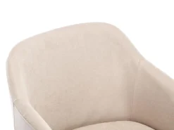 Lot De 6 Chaises Avec Accoudoirs - Tissu Et Hévéa - Beige - JELISA -Meubles Soldes Magasin chaise 4579321