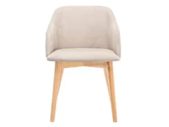 Lot De 6 Chaises Avec Accoudoirs - Tissu Et Hévéa - Beige - JELISA -Meubles Soldes Magasin chaise 4579329