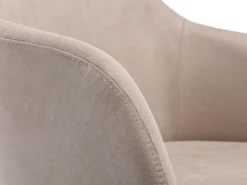 Lot De 6 Chaises Avec Accoudoirs - Tissu Et Hévéa - Beige - JELISA -Meubles Soldes Magasin chaise 4579339