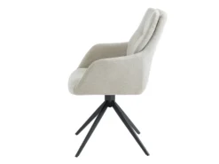 Chaise Avec Accoudoirs DIMIA - Tissu Et Métal - Crème -Meubles Soldes Magasin chaise 479031