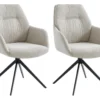 Lot De 2 Chaises Avec Accoudoirs DIMIA - Tissu Et Métal - Crème