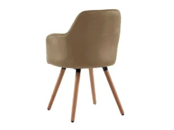 Chaise Avec Accoudoirs - Velours Et Métal Effet Bois - Beige - ELEANA -Meubles Soldes Magasin chaise 480809