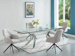 Chaise Avec Accoudoirs DIMIA - Tissu Et Métal - Crème -Meubles Soldes Magasin chaise 486747