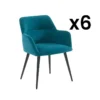 Lot De 6 Chaises - Avec Accoudoirs - Tissu Et Métal - Bleu - HEKA