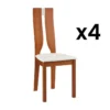 Lot De 4 Chaises SILVIA - Hêtre Massif - Merisier & Blanc