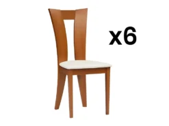 Lot De 6 Chaises TIFFANY - Hêtre Massif - Coloris : Chêne Et Blanc