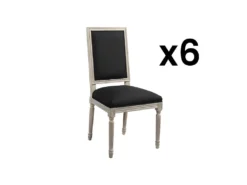 Lot De 6 Chaises AMBOISE - Tissu & Bois De Chêne - Noir