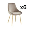 Lot De 6 Chaises MASURIE - Velours Et Métal Doré - Taupe