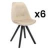 Lot De 6 Chaises Scandinaves ANEYA - Velours & Pieds Hévéa - Beige