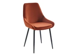 Lot De 6 Chaises - Velours Et Métal Noir - Terracotta - MASURIE 12 Lot De 6 Chaises - Velours Et Métal Noir - Terracotta - MASURIE -Meubles Soldes Magasin chaise 497735