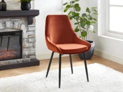 Lot De 6 Chaises - Velours Et Métal Noir - Terracotta - MASURIE 10 Lot De 6 Chaises - Velours Et Métal Noir - Terracotta - MASURIE -Meubles Soldes Magasin chaise 497739