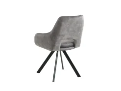 Lot De 2 Chaises Avec Accoudoirs - Velours Et Métal - Gris - KELINE -Meubles Soldes Magasin chaise 506953