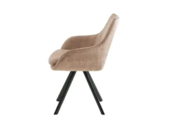 Lot De 2 Chaises Avec Accoudoirs - Velours Et Métal - Beige - KELINE -Meubles Soldes Magasin chaise 506997