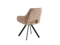 Lot De 2 Chaises Avec Accoudoirs - Velours Et Métal - Beige - KELINE -Meubles Soldes Magasin chaise 506999