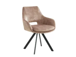 Lot De 2 Chaises Avec Accoudoirs - Velours Et Métal - Beige - KELINE -Meubles Soldes Magasin chaise 507003