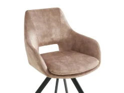 Lot De 2 Chaises Avec Accoudoirs - Velours Et Métal - Beige - KELINE -Meubles Soldes Magasin chaise 507005