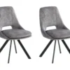 Lot De 2 Chaises - Velours Et Métal - Gris - KELINE