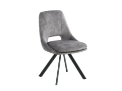 Lot De 6 Chaises - Velours Et Métal - Gris - KELINE -Meubles Soldes Magasin chaise 507111