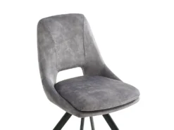 Lot De 6 Chaises - Velours Et Métal - Gris - KELINE -Meubles Soldes Magasin chaise 507113