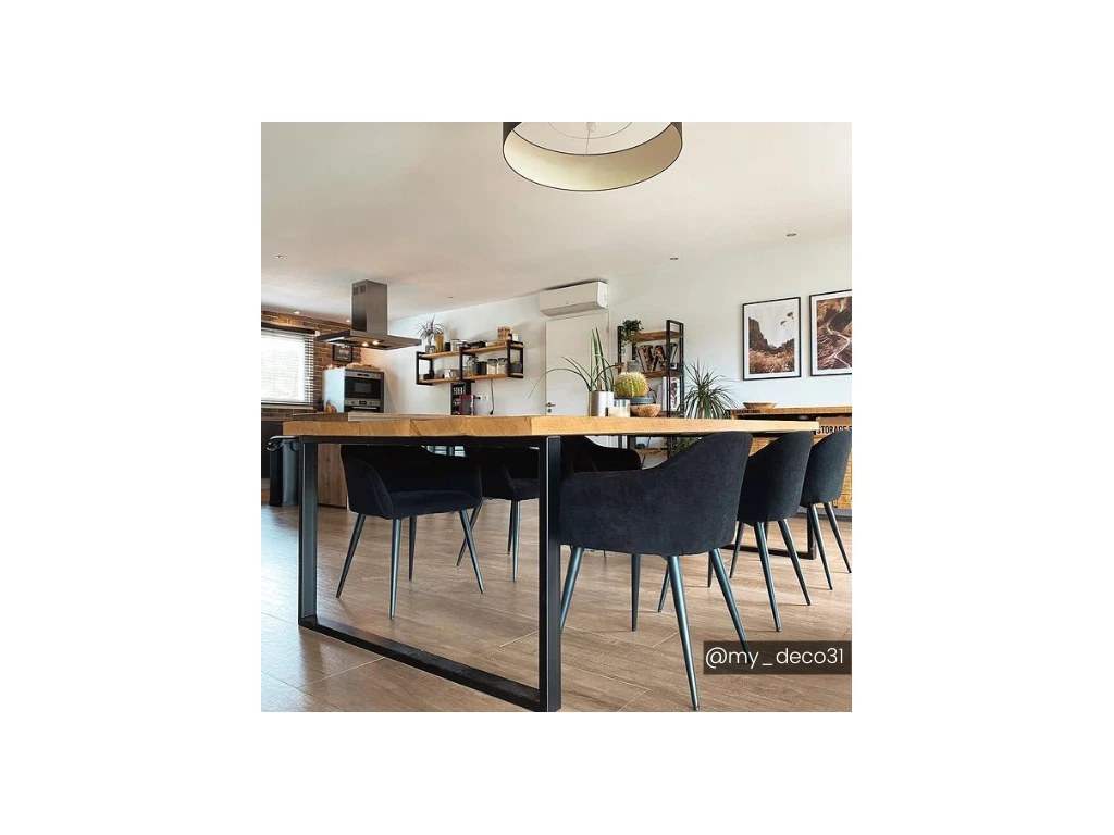 Lot De 6 Chaises BIBO - Avec Accoudoirs - Effet Velours & Métal - Noir 11 Lot De 6 Chaises BIBO - Avec Accoudoirs - Effet Velours & Métal - Noir – Image 11