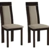 Lot De 2 Chaises BELINDA - Hêtre Et Tissu - Coloris : Noyer Et Beige